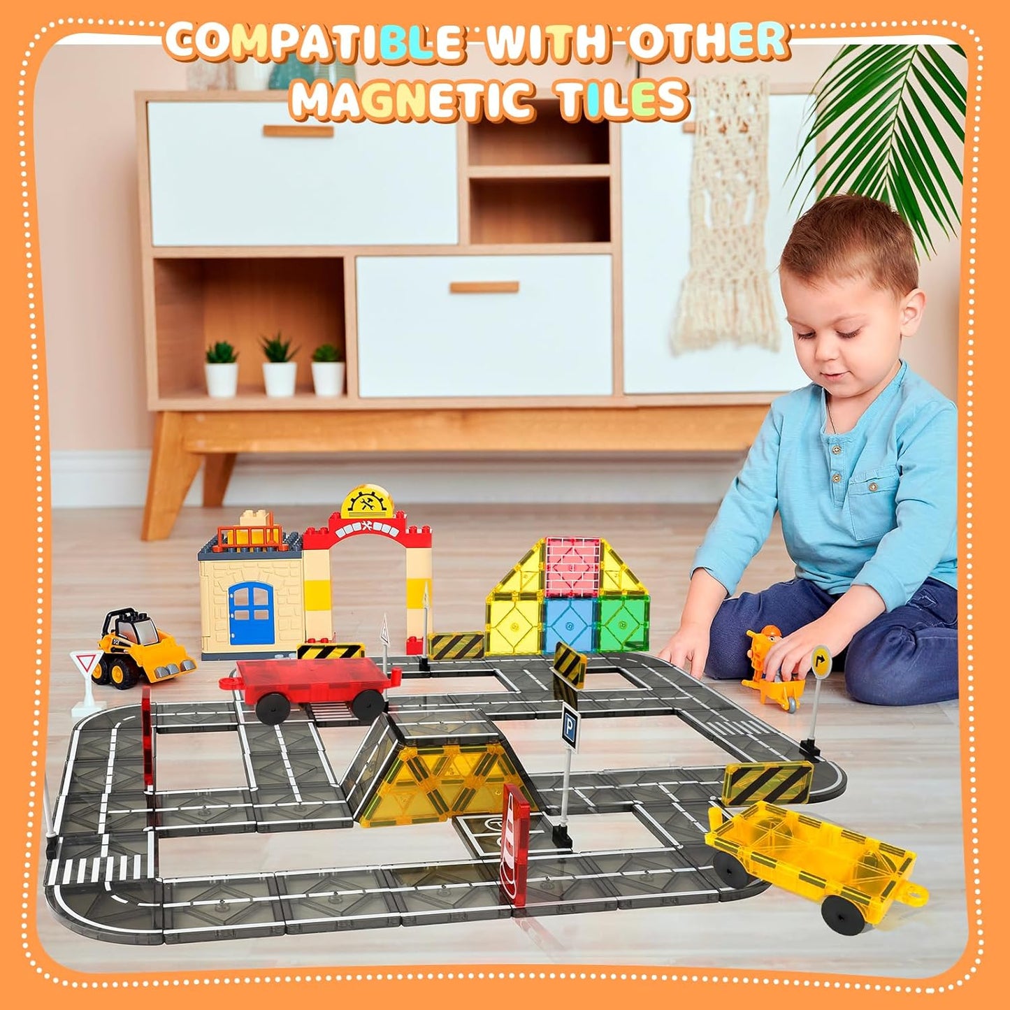 Mruikeny Magnetic Tiles Building Blocks for 3 4 5 6 7 8+ Years Old Boys Girls Colorful Magnet Stacking Toys Birthday Gift for Toddlers STEM Preschool Educational Construction Tiles Set