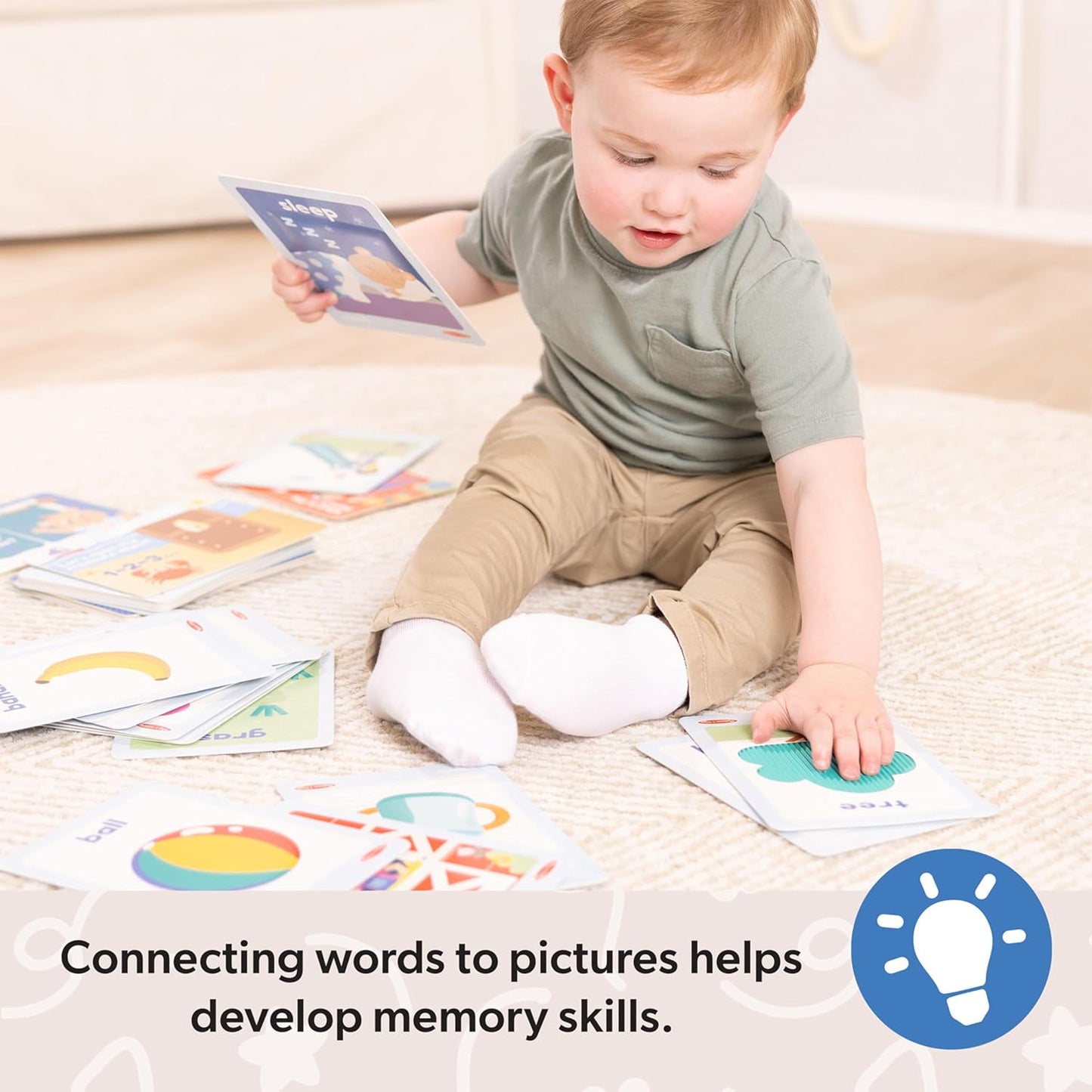 Melissa & Doug® Ms. Rachel™ First Words Textured Sensory Flashcards Preschool Learning Toy for Boys, Girls - FSC Certified