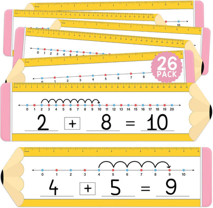 26 Pack Boho Number Line Dry Erase Boards Cards, 14"x4", Double-Sided, 0-10 on One Side & 0-20 on Other Side, Math Manipulatives for Student, Education Classroom Must Haves