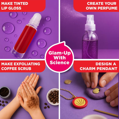 Doctor Jupiter Glam Science, DIY Makeup Craft Kit for Girls Ages 6+ | 50+ Beauty Recipes - Make Your Own Makeup, Perfume, Lip Gloss, Bath Bomb| Birthday Gift Ideas for 6-7-8-9-10-11-12 Year Olds