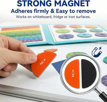 Magnetic Fraction Playbook: Magnetic Fraction Educational Puzzle Tiles & Circles, Fractions Magnets Demonstration Book Montessori Math Manipulatives for Kids Elementary School Game