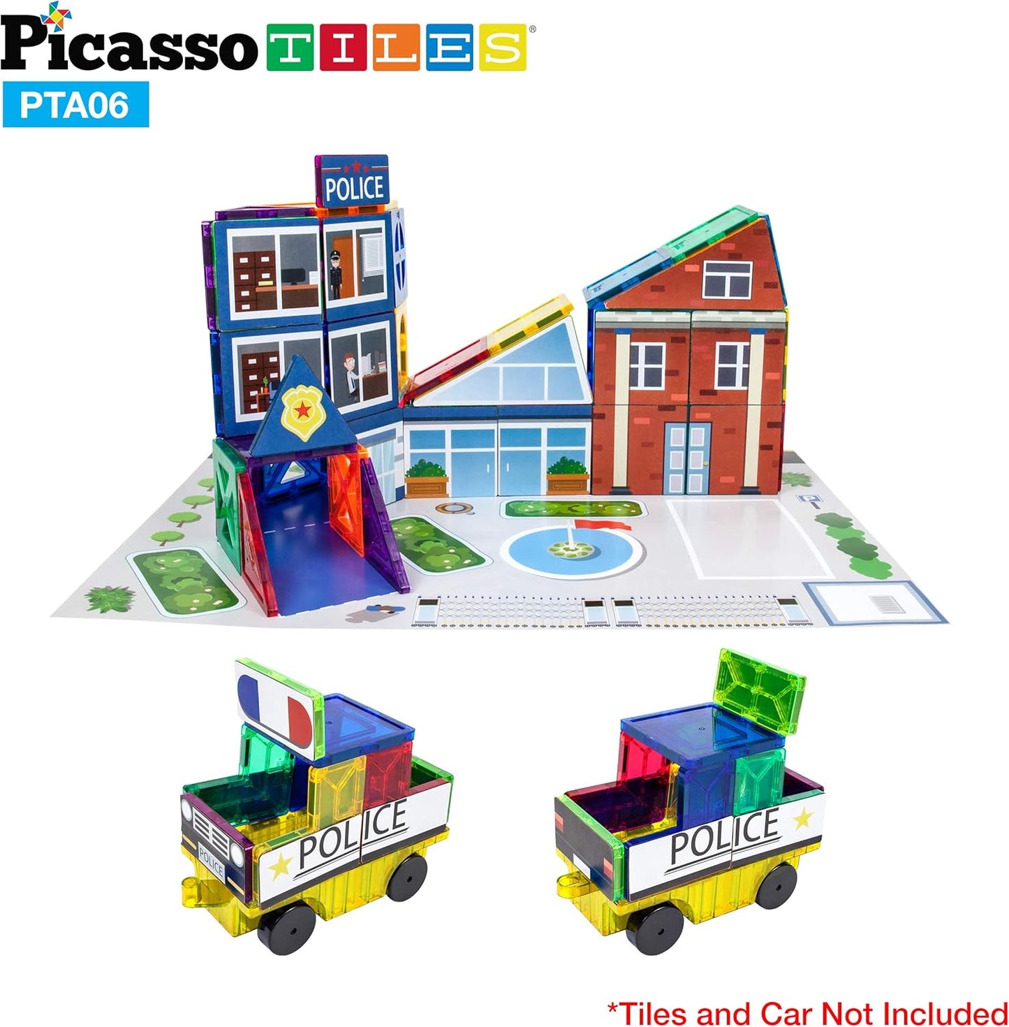 PicassoTiles Foldable Toy Storage Chest Box Forest Animal Theme Magnet Tile Organization Bin with Lid and Handles Magnetic Tiles Playroom Organizer STEM Early Educational Toys Boys Girls Ages 3+ PTA34