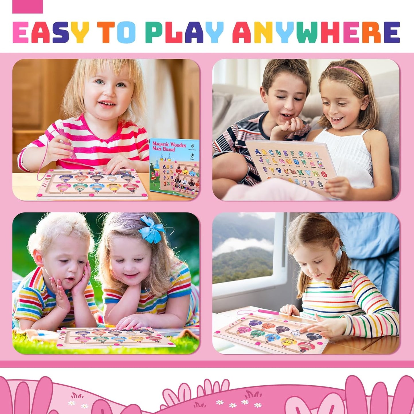 Uiseba Dinosaur Mini Magnetic Color and Number Maze Montessori Toy for Ages 3 4 5, Toddler Busy Board, Educational Preschool Learning Activities, Ideal Christmas & Birthday Gift for Boys and Kids