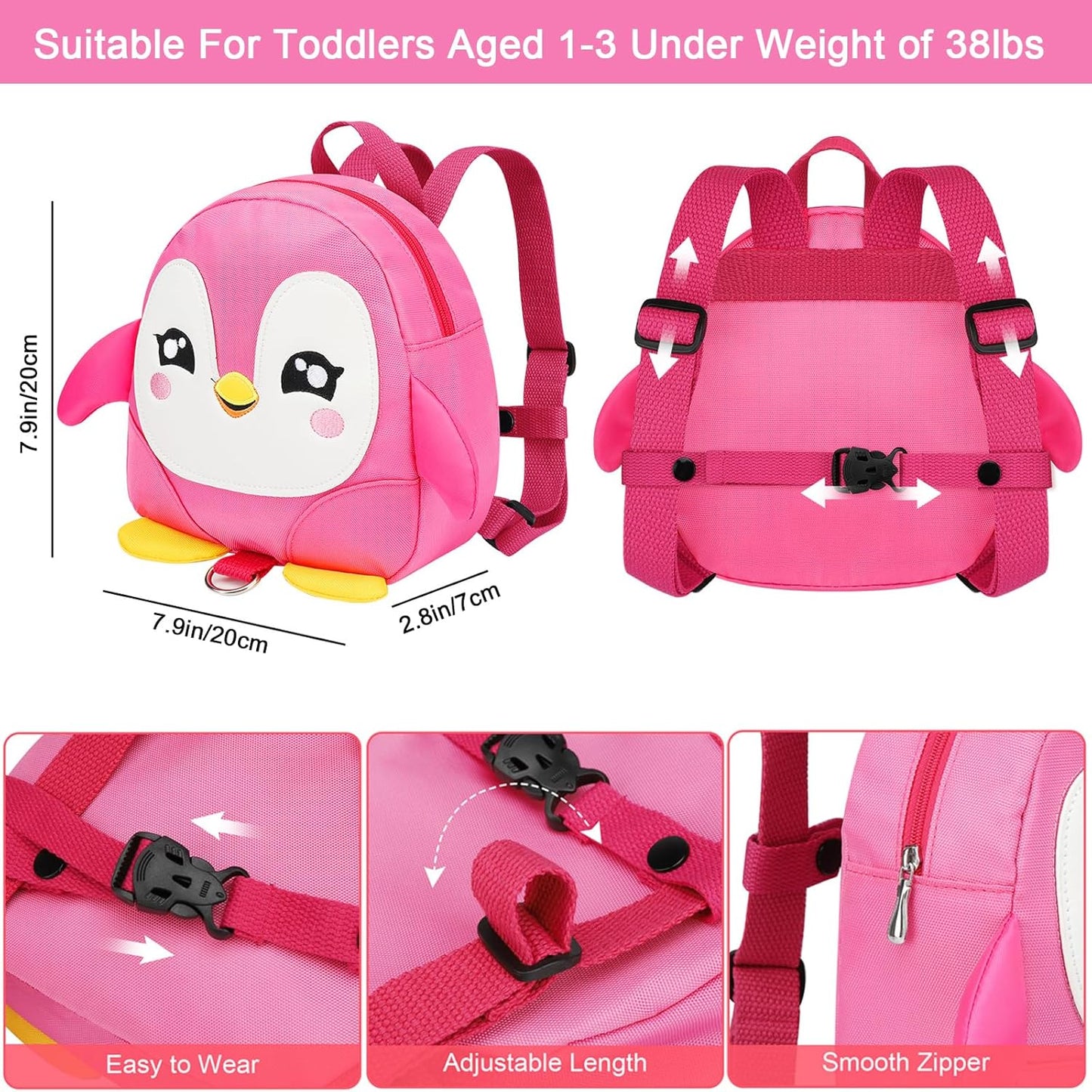 Accmor Toddler Harness Backpack Leash, Cute Dinosaur Backpacks with Anti Lost Wrist Link, Cute Mini Child Backpack Wristband Tether Strap and Protection Leashes for Boys Girls Aged 1-3 Years