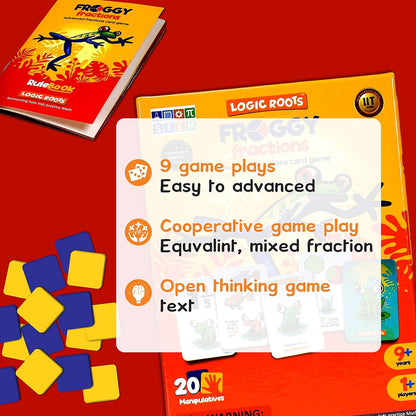 Froggy Fractions Math Games for Fourth Grade and up, 24 Fraction Manipulatives 72 Proper, Improper, and Mixed Fractions Card, Stem Toys for 10 Year Olds and Up