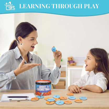 GiftAmaz Sight Words Games, Basketball Flash Cards Letters Learning Game, Toddler Classroom Reading Letters Phonic Spelling Toy, Montessori BoxInPlay, Educational Cardboard Birthday Toy for Kid
