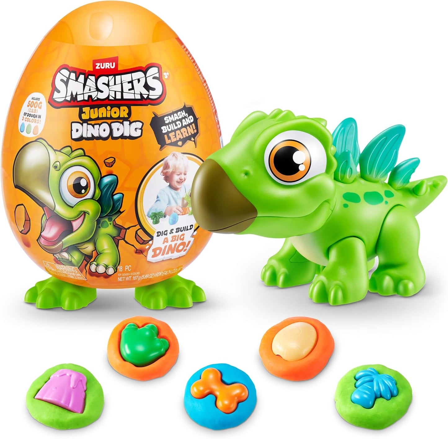 Smashers Junior Dino Dig Small Egg (Raptor) by ZURU 12+ Surprises Compounds Mold Dinosaur Preschool Toys Build Construct Sensory Play - 3 Years+