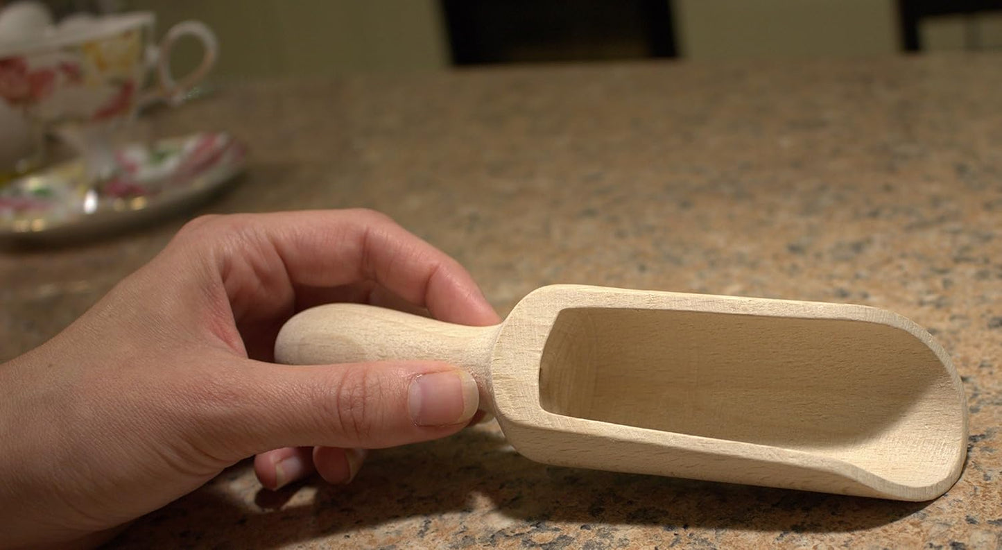 efo Versatile Wooden Scoops Set 4pcs - Multipurpose Wooden Spoons - Wood Salt and Spice Scoops – Rustic Bath Salt Scoop - Wooden Nuts Scoop - sizes: 2.4"; 3.3"; 3.9"; 6.7" / 6; 8.5; 10; 17cm