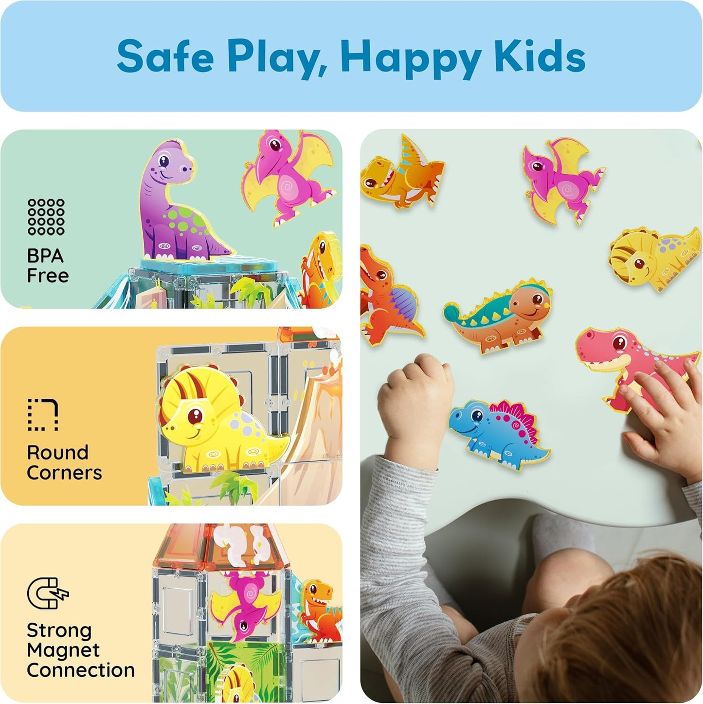 PicassoTiles Magnetic Tile Building Blocks Add On 8 Magnetized Action Figures Construction Vehicles & Zoo Animal Theme Compatible with Magnet Tiles Sets STEM Learning Toy for Boys & Girls Age 3+ PTA21