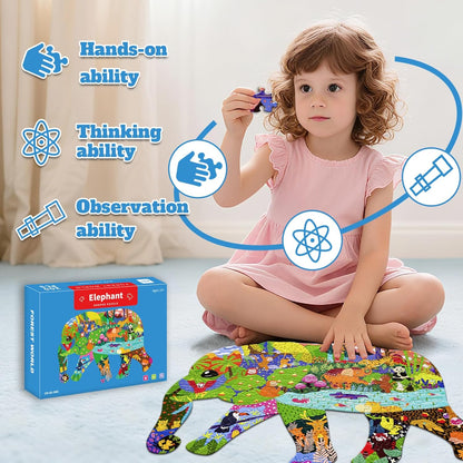 GIVEITALL Irregular Animal Puzzles for Kids Ages 4-6 6-8 8-10 10-12 Year Old,Panda Puzzle 180 Pieces Enlightening Floor Puzzle Game Creative Gifts for Boys Girls (Panda)
