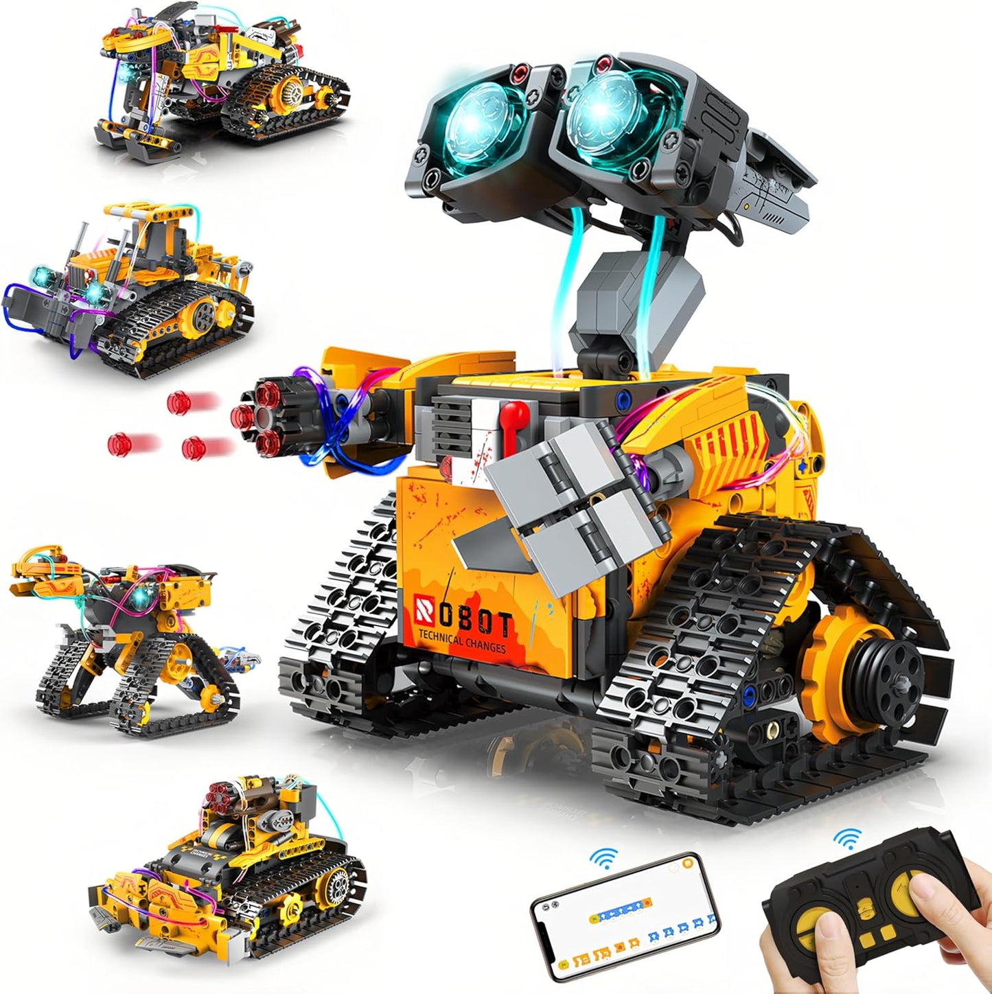 Yerloa Robot Building Kit STEM Gifts for Ages 8-13 with App & Remote Control, 5 in 1 Building Set Coding Robotic Toys for Ages 6 7 8 9 10 11 12 Years Old Boy Girl Easter Birthday Gifts (673pcs)