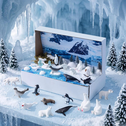 Teyva Daily 48 Pcs Dinosaur Diorama Kit Habitat Project Box Set 3D Dinosaurs Diorama Supplies Include Dinosaurs Model Figures & Eggs Volcano Artificial Trees with Cardboard for DIY Crafts Gifts