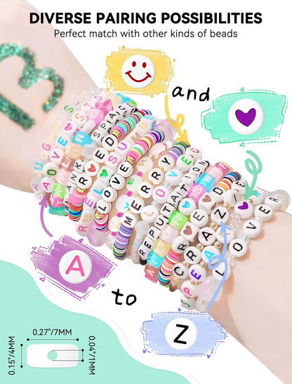 ARTDOT 800 Pieces Assortment Letter Beads for Friendship Bracelets Making Kit, 28 Styles Jewelry Making Supplies Alphabet Beads Set Preppy Crafts Art