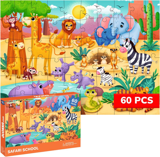 QUOKKA Puzzles for Kids Ages 4-6 – 60 Piece Jigsaw Puzzles for Toddlers Ages 3-5 with Unicorns – Quiet Time Toy for Preschoolers 2-4 – FSC Certified Educational Learning Game for Boys and Girls