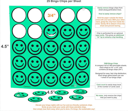 2500 Bingo Chips, Blue (1 of 3 Colors), 3/4", Counting Chips, Math Counter, Reusable or Disposable
