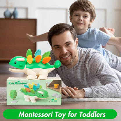 Hirger Spike The Fine Motor Dinosaur: Montessori Baby Sensory Toys for Toddlers 1-3, Preschool Learning Educational Activities, 12+ Months Old Birthday Gift