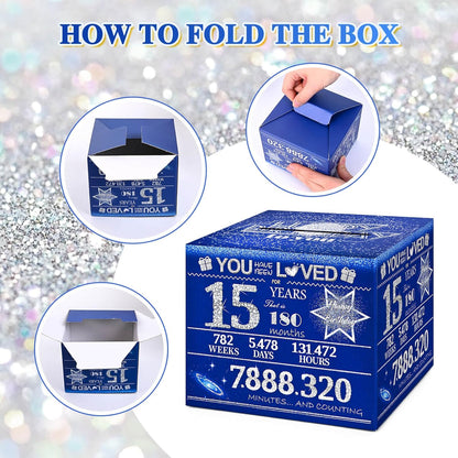10 Happy Birthday Money Box for Cash Gift, 10th Birthday Decorations for Boys and Girls, Gifts for 10 Year Old Boy, Boy Gift Ideas, Cool Things for Teen -Blue with 100PCS Bags