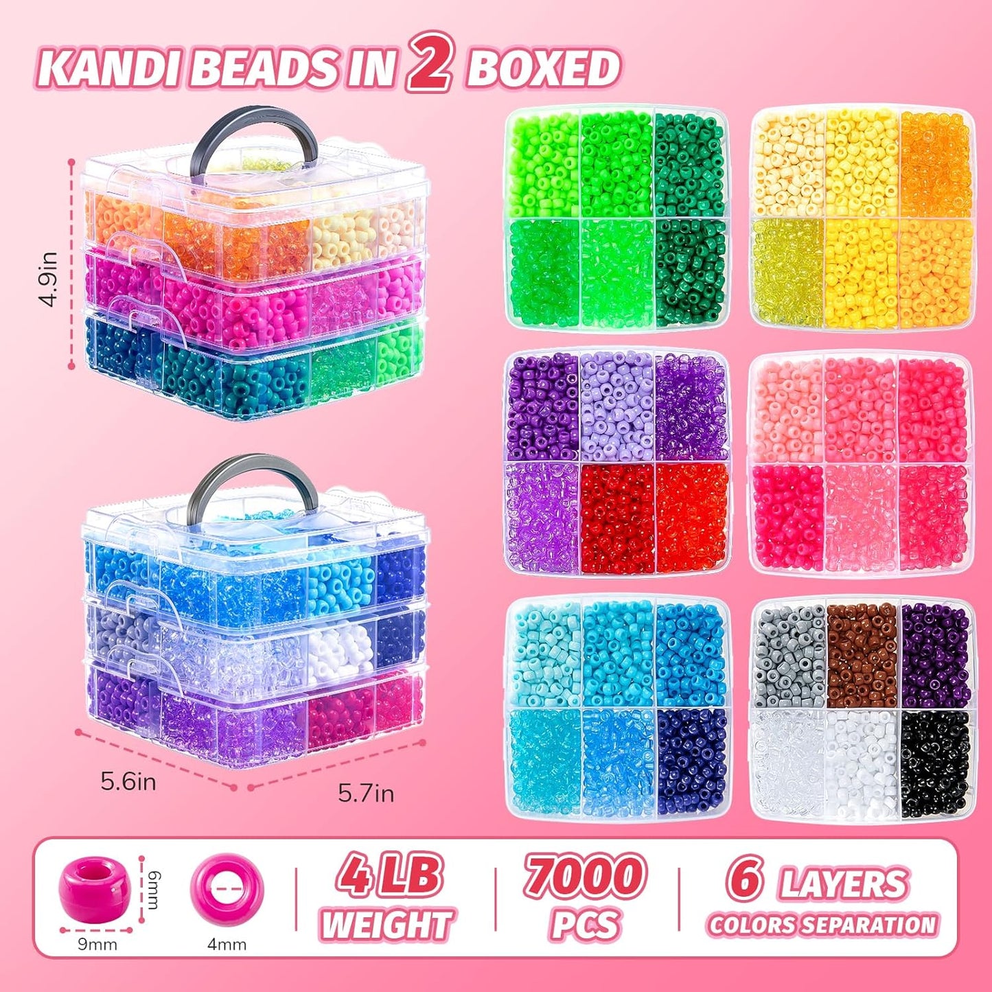 Umikk 10,000 Pcs Pony Beads, 30 Assorted Colored Beads for Bracelets Making Hair Braiding Kandi Friendship Bracelet Bead for Craft Jewelry Making Christmas Gifts (5.73LB, Boxed)