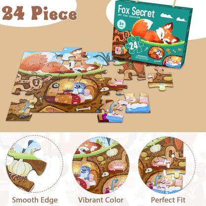 Jumbo Floor Puzzle for Kids, Large Jigsaw Puzzles 24 Piece for Kids Ages 3-5,Preschool Learning & Education Toys, Gifts for 4-8 Year Old Boys and Girls (Jungle Animals)