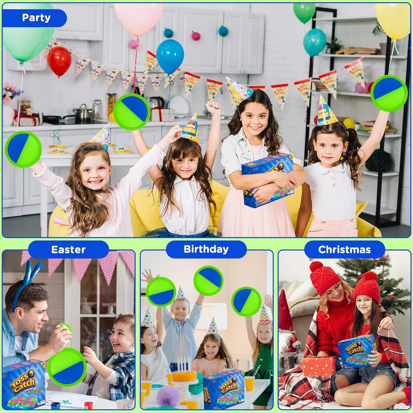Ayeboovi Toss and Catch Ball Set Boys Toys Outdoor Toys Yard Games Outside Games Beach Toys for Kids Ball and Catch Game with 4 Paddles and 4 Balls [Upgraded Version]