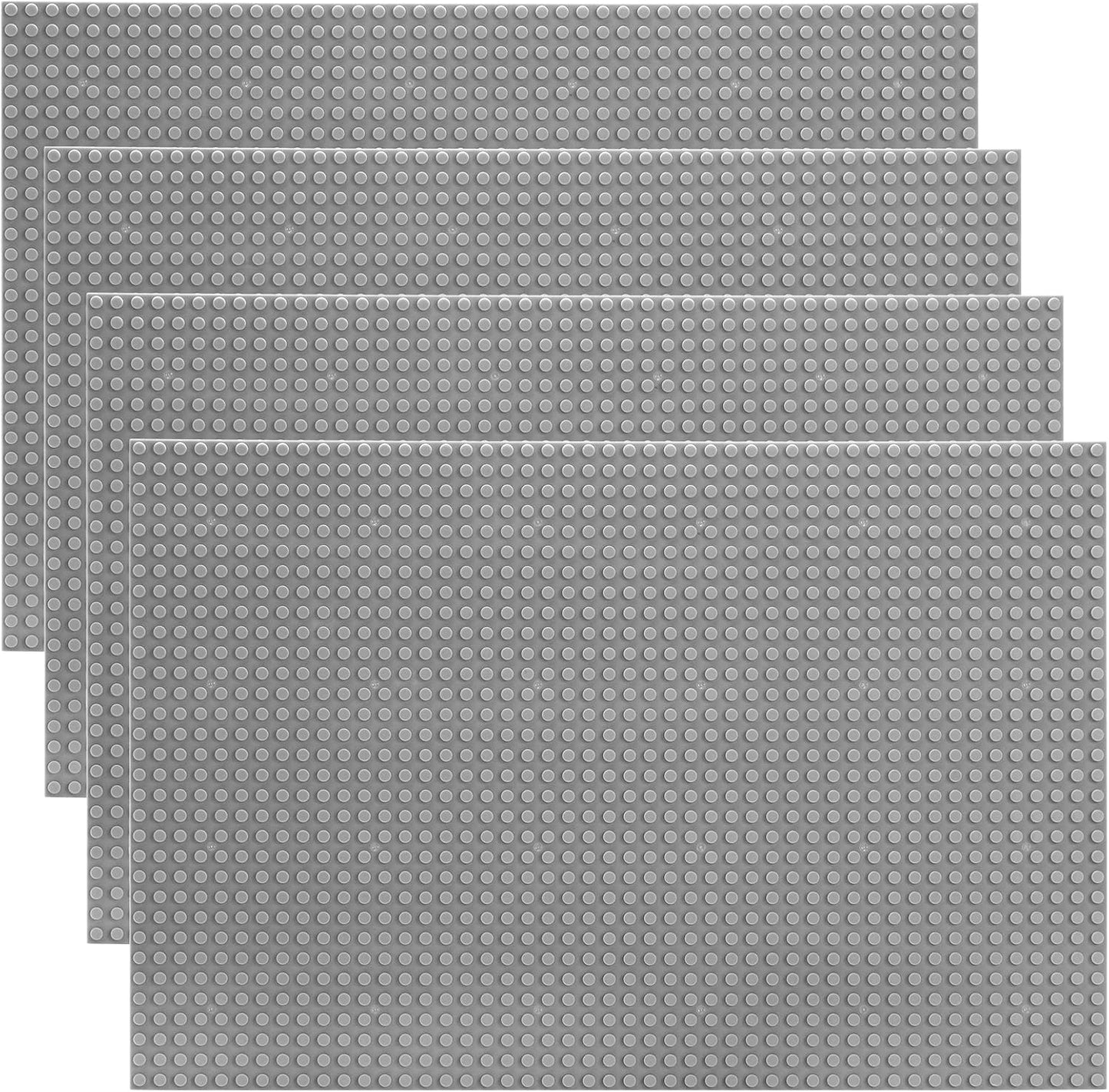 ZENFUN 4 Pack Baseplates Building Plates for Building Bricks, 10'' x 15''/25.5x38 CM, Classic Build Baseplates Compatible with Major Brick Brands, Grey