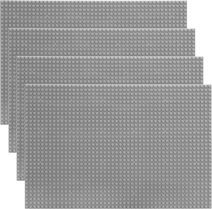 ZENFUN 4 Pack Baseplates Building Plates for Building Bricks, 10'' x 15''/25.5x38 CM, Classic Build Baseplates Compatible with Major Brick Brands, Grey