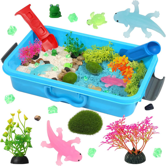 AGENTLAN Ocean Sensory Bin, Ocean Sensory Water Toys with Sea Animal for Toddlers Boys and Girls, Kids Toys Gift Sand Box for Age 3 4 5 6 7 8