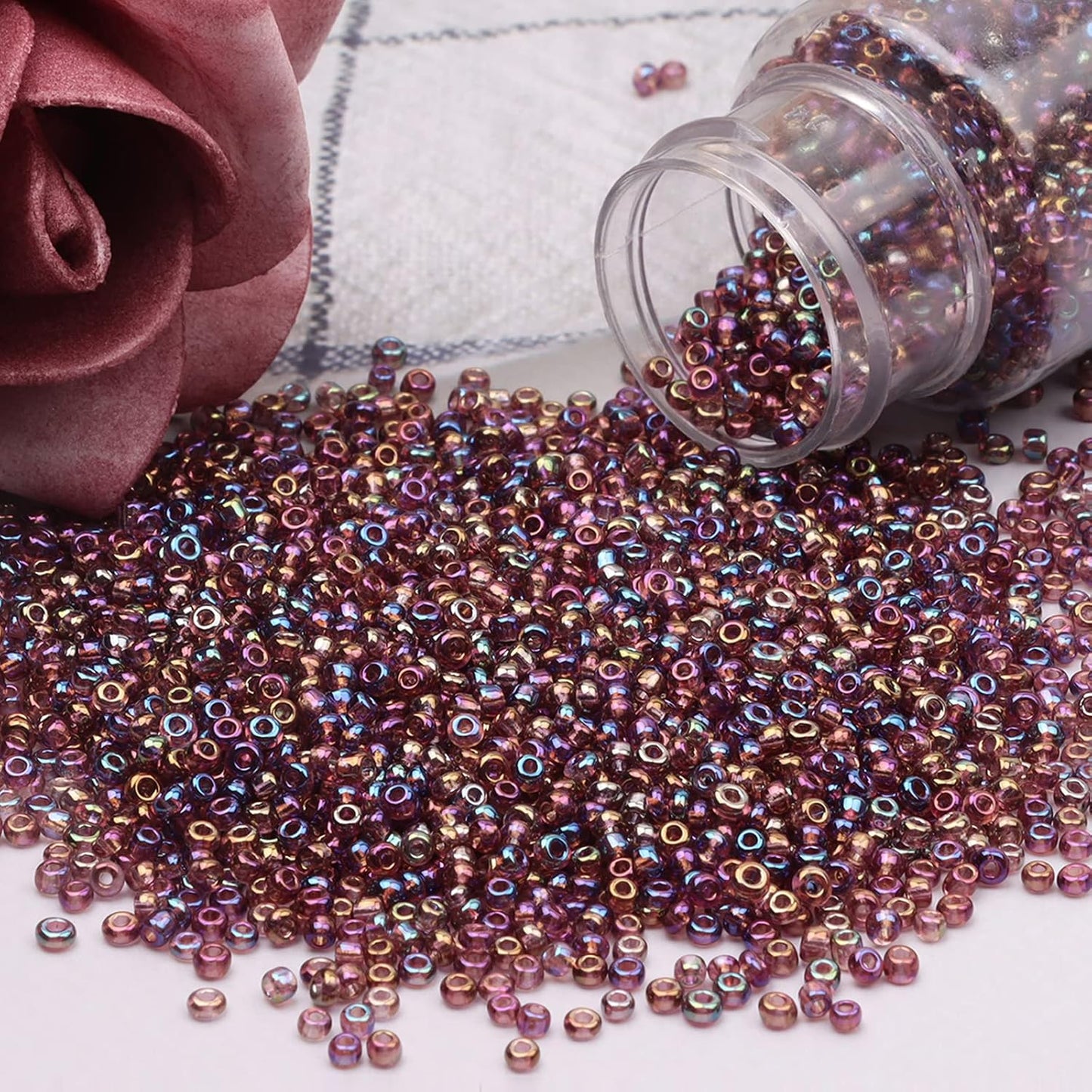 10100 Pcs Size 11/0 Glass Seed Beads, 2 mm Dark Green Small Mini Spacer Loose Pony Beads for Jewelry Making and DIY Crafts - Colors A