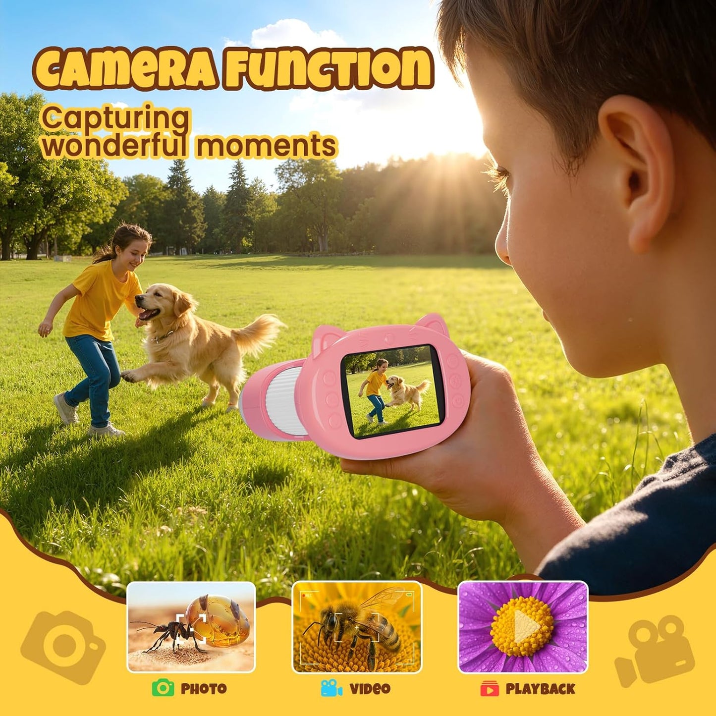Handheld Digital Mini Microscope for Kids: 1000X 4K Portable Pocket 2.4" Screen Microscopes Toys STEM Electronic Learning Educational Science Kit 8-12 Birthday Gift 4 5 6 7 Year Old Boy Girl (Yellow)