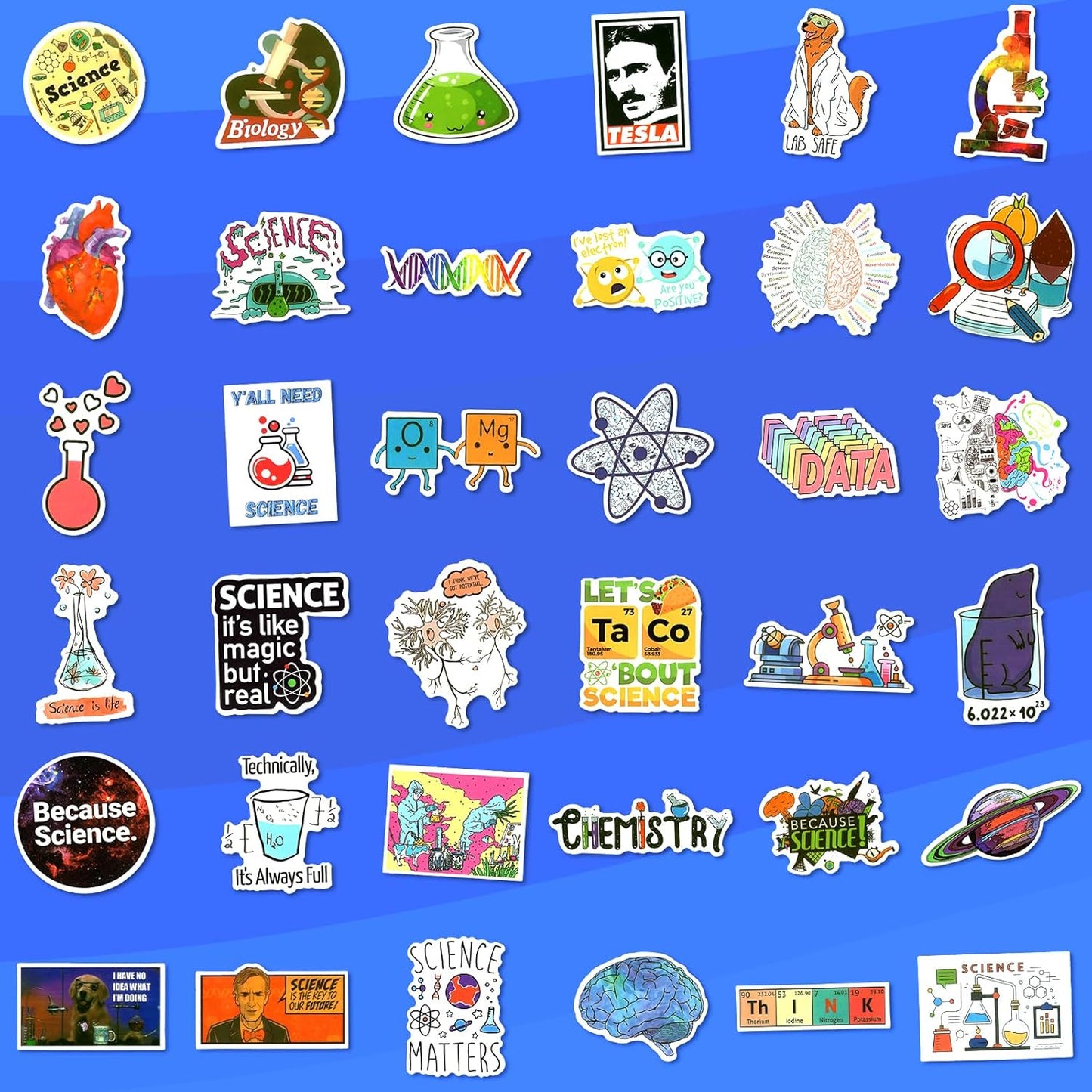100 PCS Science Stickers for Water Bottles,Science Laboratory Stickers for Adults Students Teacher,Physics Biology Chemistry Experiment Math Gifts