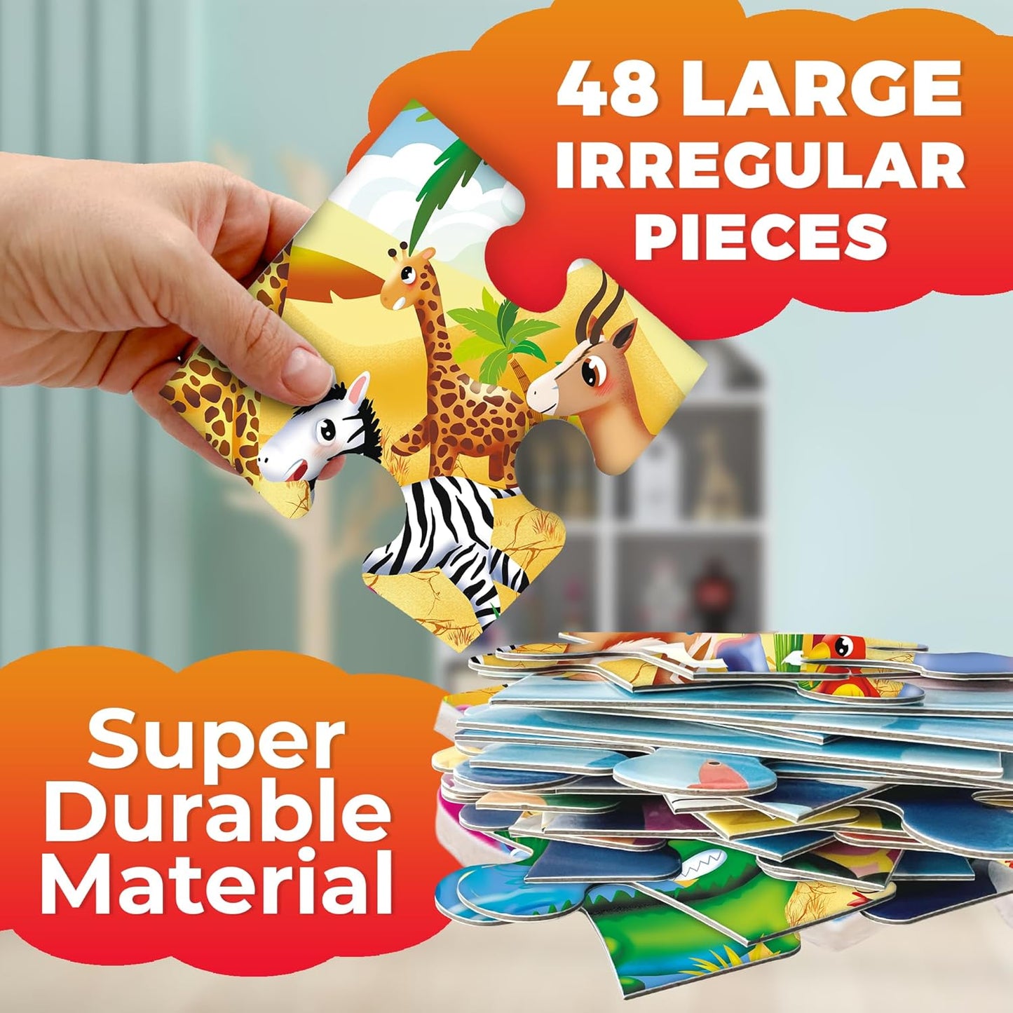 QUOKKA Giant Floor Puzzles for Kids Ages 3-5 - 2x3 Feet 48 Piece Large Puzzles for Kids Ages 4-8 - Educational Toys for Boys and Girls - Toy Gift Activities Africa Version 2