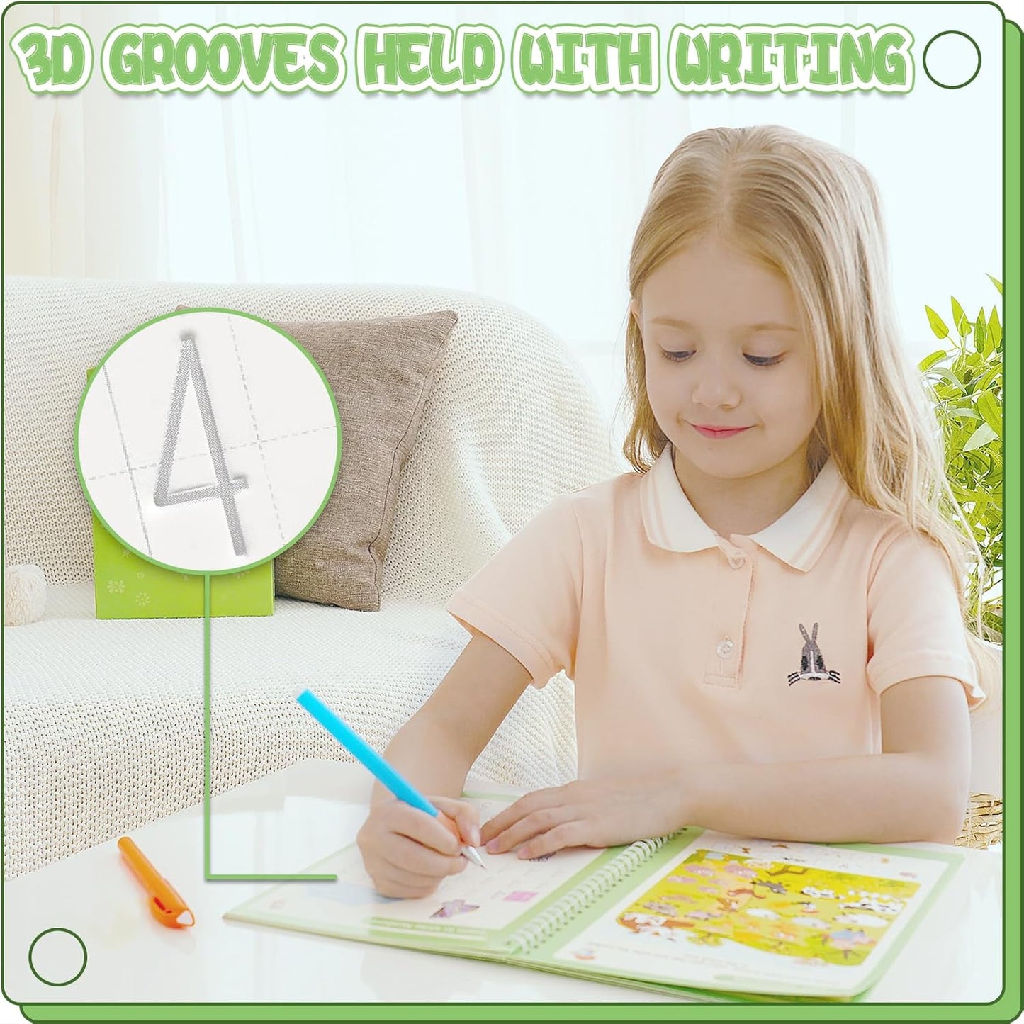 Reusable Grooved Handwriting Workbooks,Magic Copybook,Magic Writing Practice copy books, to help children improve their handwriting ink Practice Age 3-8 Calligraphy for kids(Animal edition)