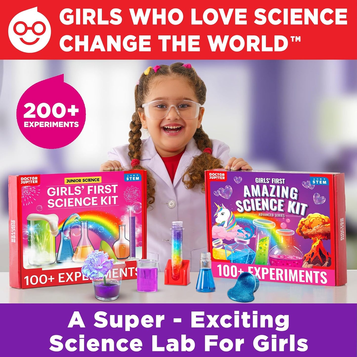 Doctor Jupiter Preschool Science Kit for Kids Ages 3-5 | Toddler Learning Activities, Birthday Gift Ideas for 3-4-5 Year Old Girls | Learning & Educational Toy STEM Kit with 100+ Experiments