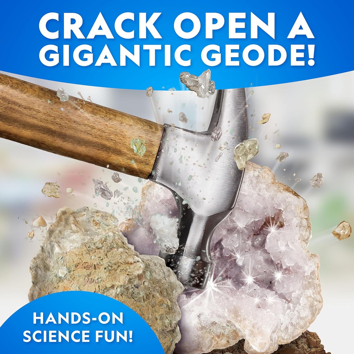National Geographic Break Open 10 Premium Geodes – Includes Goggles & 2 Display Stands - Great STEM Science Kit, Geology Gift for Kids, Break Your Own Geodes with Crystals