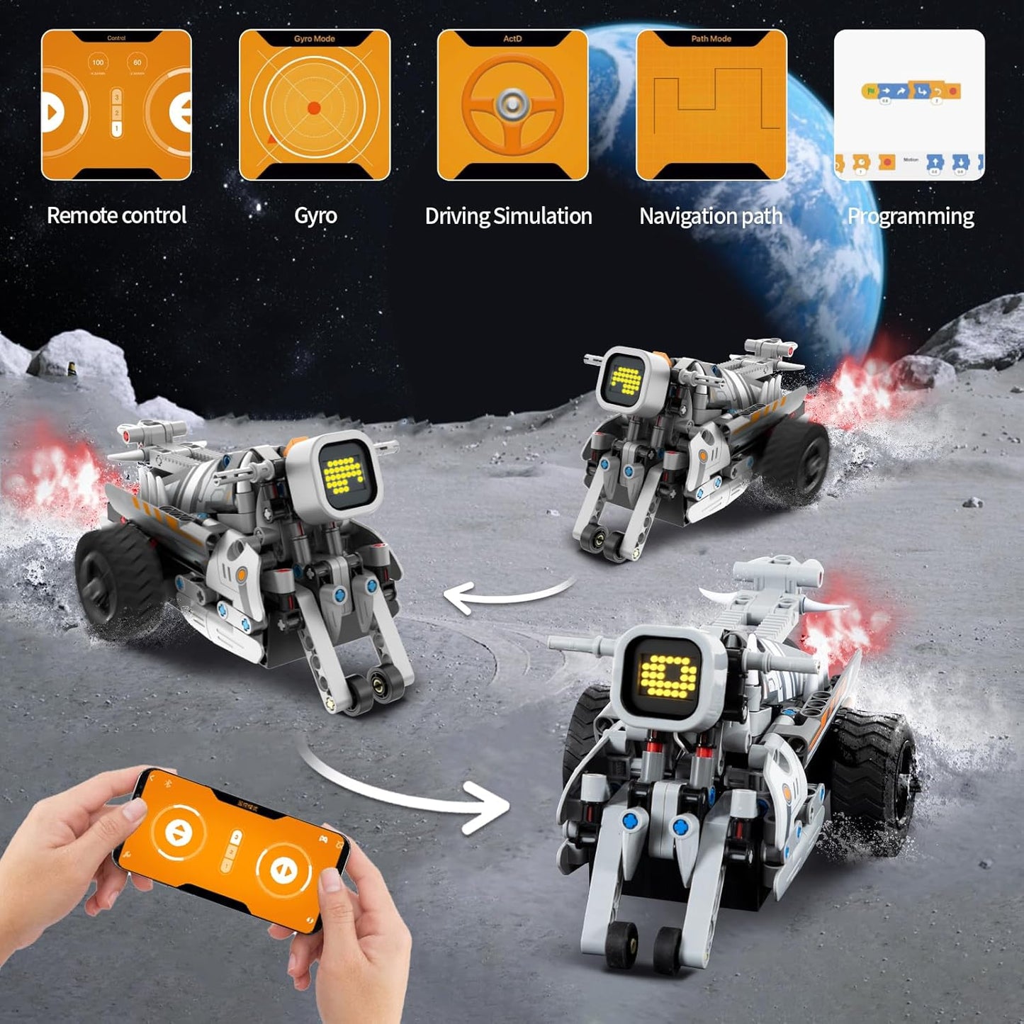 5in1 STEM Building Toys for Kids 6-14, Remote & APP Controlled Mech Robots/Heavy Tanks/Tracked Racer STEM Building Kit for Kid Science Learning, 552 Pcs DIY Erector Sets Gifts for Boys & Girls