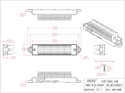 30Amp 300V 1x10 Position Terminal Block Distribution Module. OONO D-1661GP