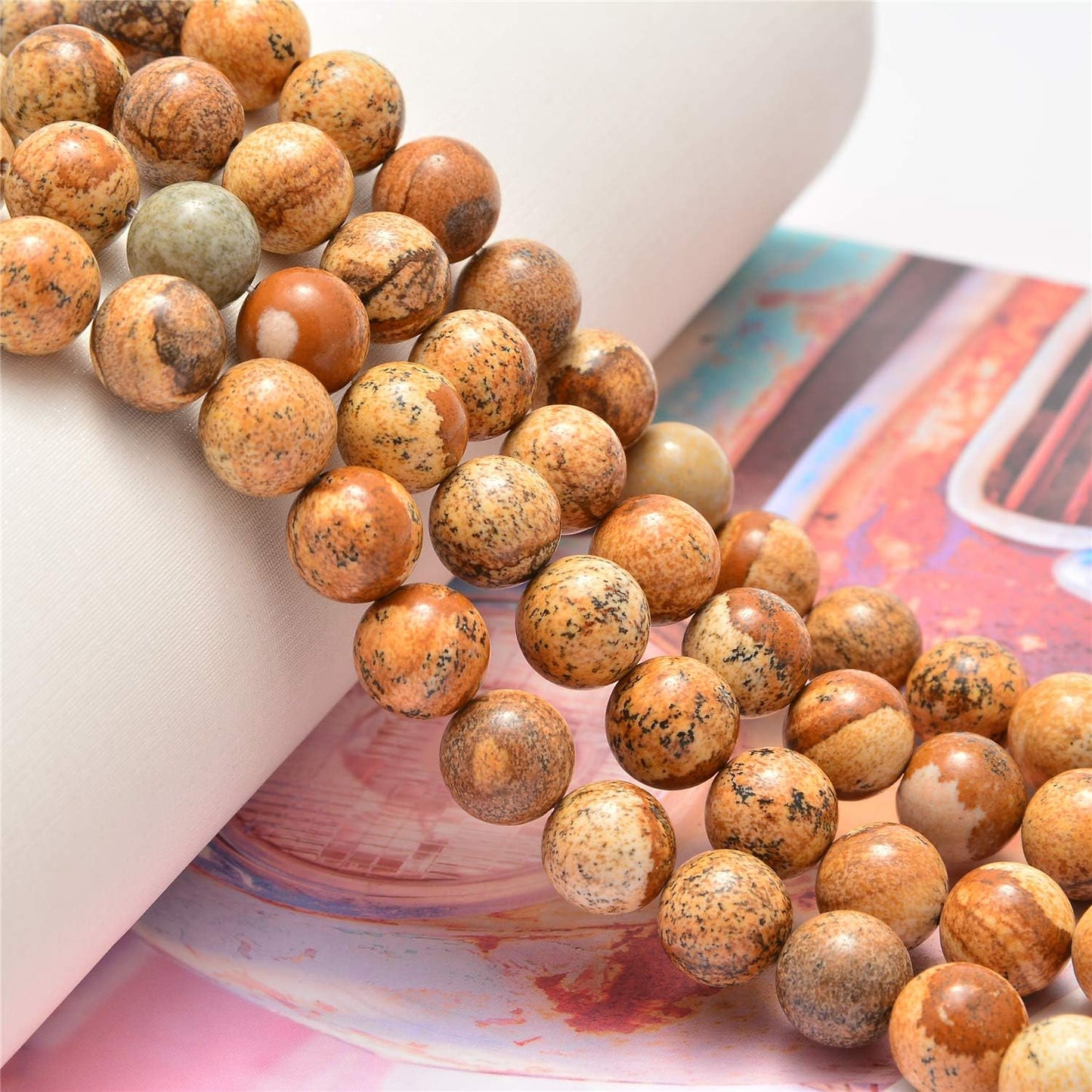 NCB 100pcs Original Natural Stone Beads Gemstone Round Loose Beads 6mm 8mm 10mm (Blue Aventurine, 6mm 100Beads) - Colors A