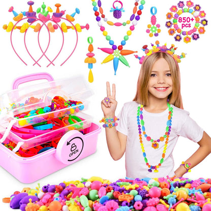 NIDOOT 550Pc+ Pop Beads Jewelry Making kit for Girls 4-6, Arts and Crafts for Kids Ages 4-8, Toys for 4 5 6 Years Old Girl Birthday Christmas Gifts Ideas, Bracelet Necklace Ring Snap Bead Set