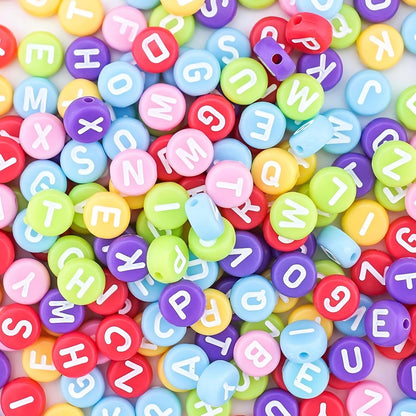 1600Pcs White and Silver Round Letter Beads A-Z, 4X7mm Acrylic Alphabet Beads for Jewelry Making