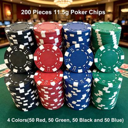 SEETOOOGAMES 100 Pieces 11.5g Clay Composite Dice Striped Casino Poker Chips- 4 Colors (red, Green, White and Blue)