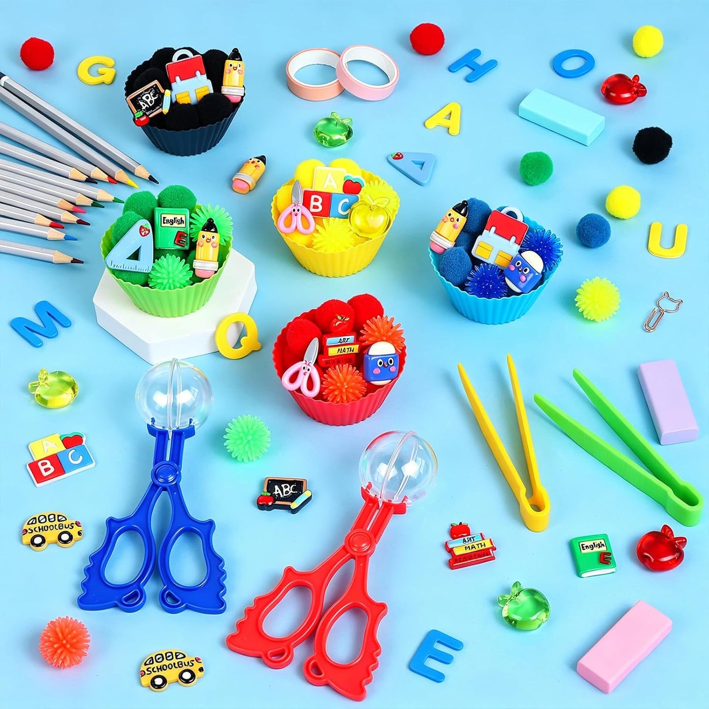 307 Pcs St. Patrick's Day Sensory Bin Filler Shamrock Fine Motor Sensory Bin Items Includes Pom Poms Irish Shamrock St. Patrick's Hat Resin Animals for Counting Sorting Training