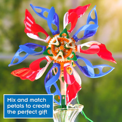 Thames & Kosmos SolarFlower Sapphire Swirl STEM Kit | Build a Motorized Solar-Powered Flower with Spinning, Colorful Petals, Educational Gift for Kids Ages 8+, Adults