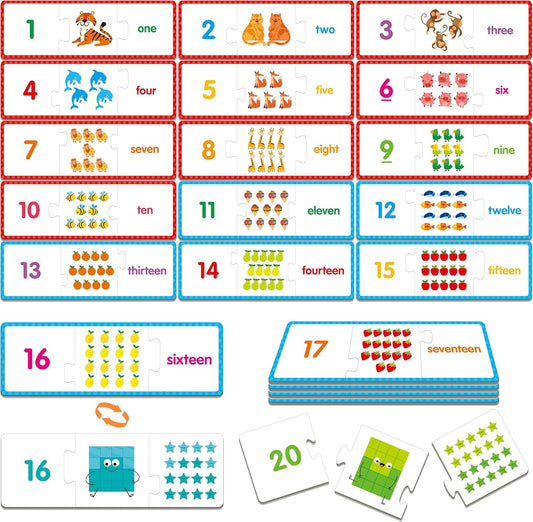 24 Set Addition & Subtraction Puzzles, Self-Correcting Matching Adding and Subtracting Puzzles, Educational Math Games Calculation Activities, Math Learning Toys for Preschool Kids