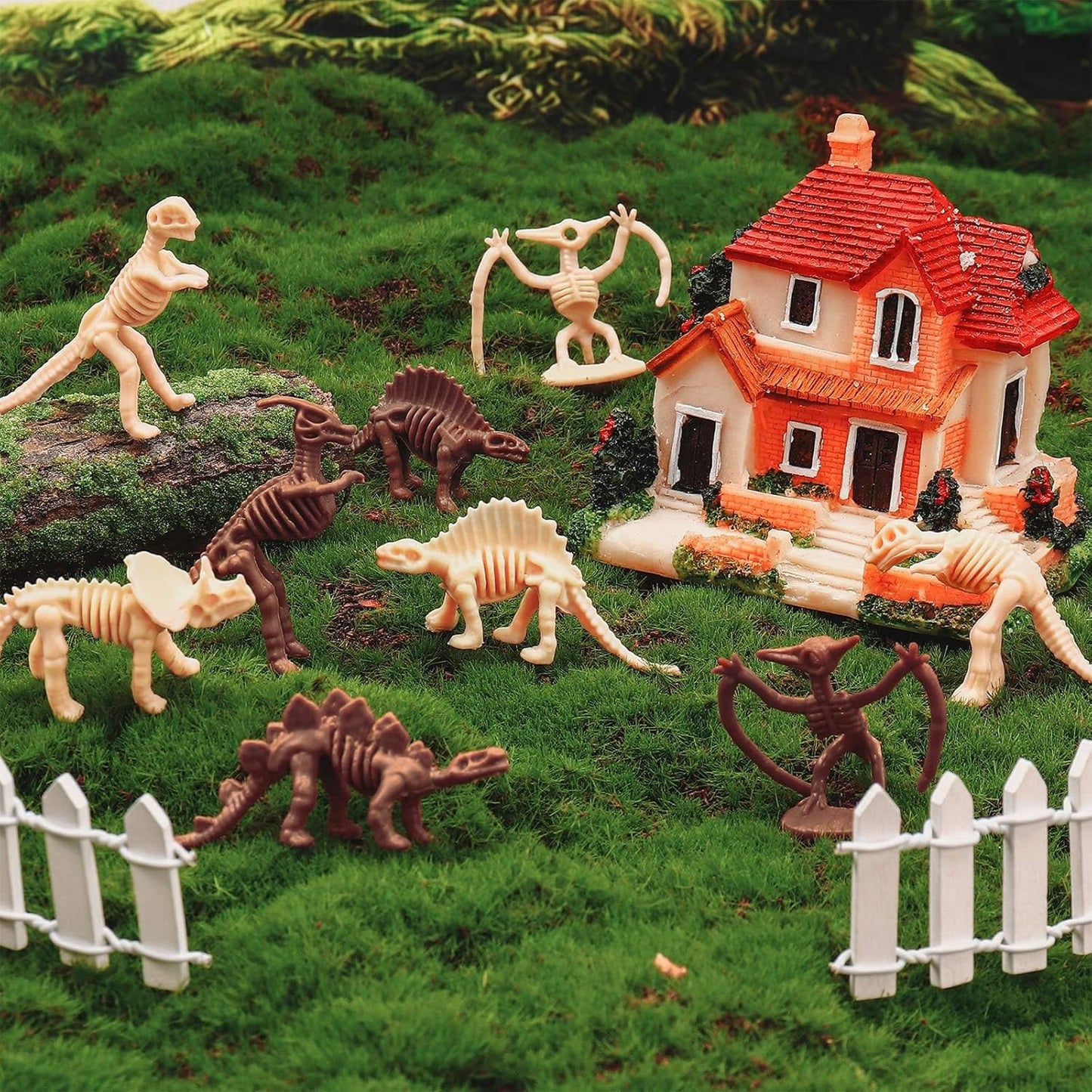 60 PCS Dinosaur Fossil Skeletons, Assorted Dinosaur Skeleton Toys Figures, Dino Bones for Science Play Dino Sand Dig Party Favor Decorations