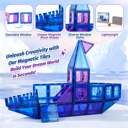 MAGBLOCK 85Pcs Marble Run Magnetic Tiles Toy Building Blocks STEM Educational Child Brain Development Kit Magnet Construction Toys for Boys Girls Kids Age 5 6 7+ Years Old