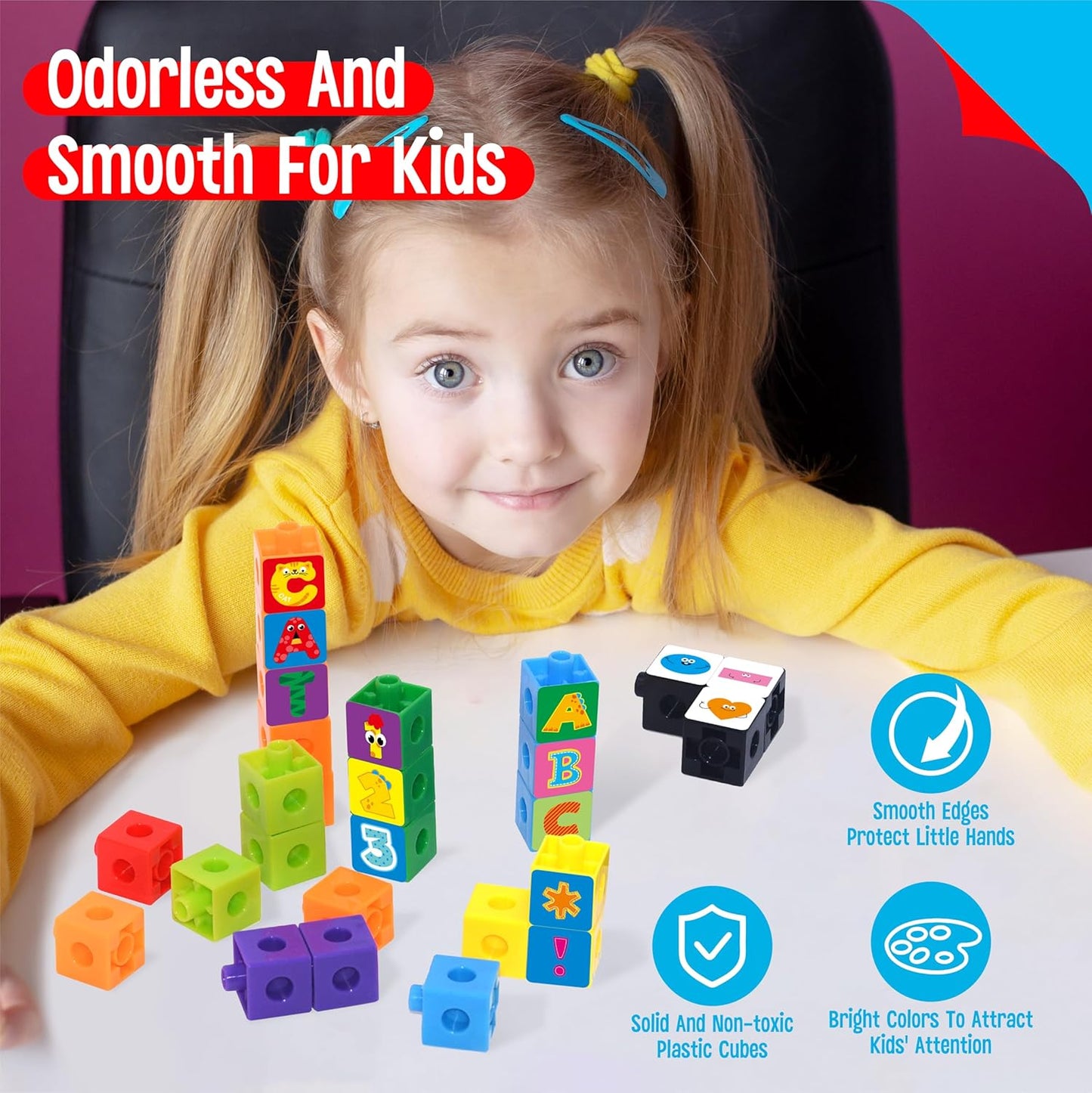 SpriteGru Math Linking Cubes, Math Cubes Manipulatives with Activity Cards Linking Cube Math Counters for Kids Kindergarten Learning Activities