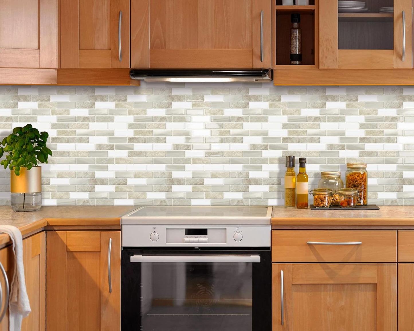 Thick Green Peel and Stick Tile Backsplash 12"x12" Self Adhesive Wall Marble Tiles for Kitchen (10-Sheet)