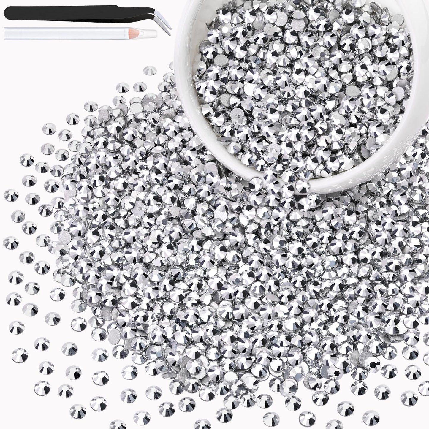 5000PCS SS6/2mm Glass Crystal Rhinestones (Clear), Bedazzling Flatback Rhinestones for Crafting DIY Crafts Nail Art Makeup Decoration, Gems Diamond Charms for Tumbler Shoes Clothing Mug