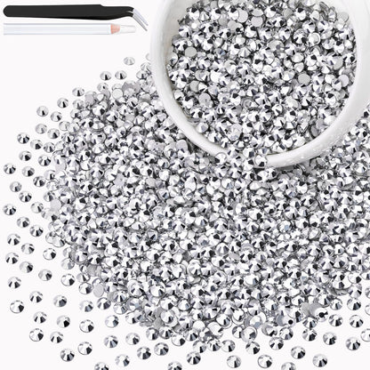 5000PCS SS6/2mm Glass Crystal Rhinestones (Clear), Bedazzling Flatback Rhinestones for Crafting DIY Crafts Nail Art Makeup Decoration, Gems Diamond Charms for Tumbler Shoes Clothing Mug