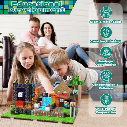 Magnetic Blocks - 200PCS Magnetic Blocks with 6 Base Plate, Magnetic Building Blocks for Kids Ages 4 5 6 7 8, Stacking Magnets for Kids, Birthday Gifts for 3-10 Year Old Boy Girls, STEM Toys